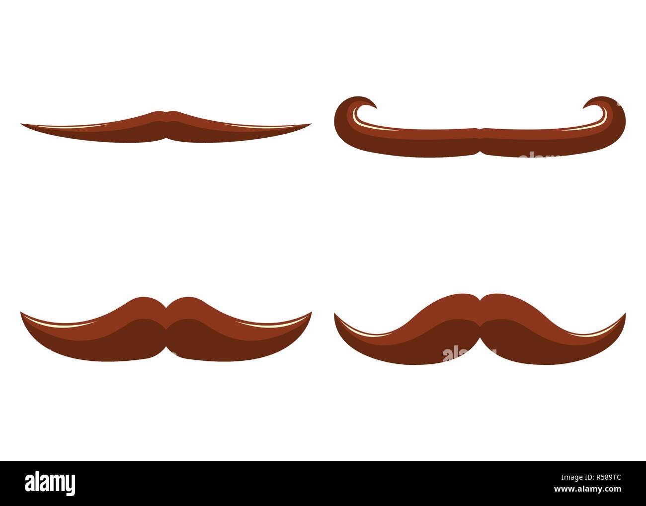 Set di baffi icona e l'etichetta. La festa del papà. In stile appartamento. Illustrazione Vettoriale. Illustrazione Vettoriale