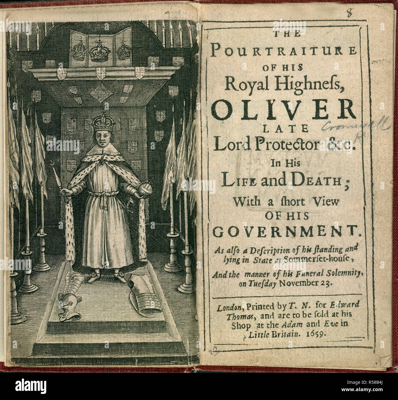 Oliver Cromwell Il Pourtraiture Di Sua Altezza Reale Oliver Lat T N Per Edward Thomas Londra 1659