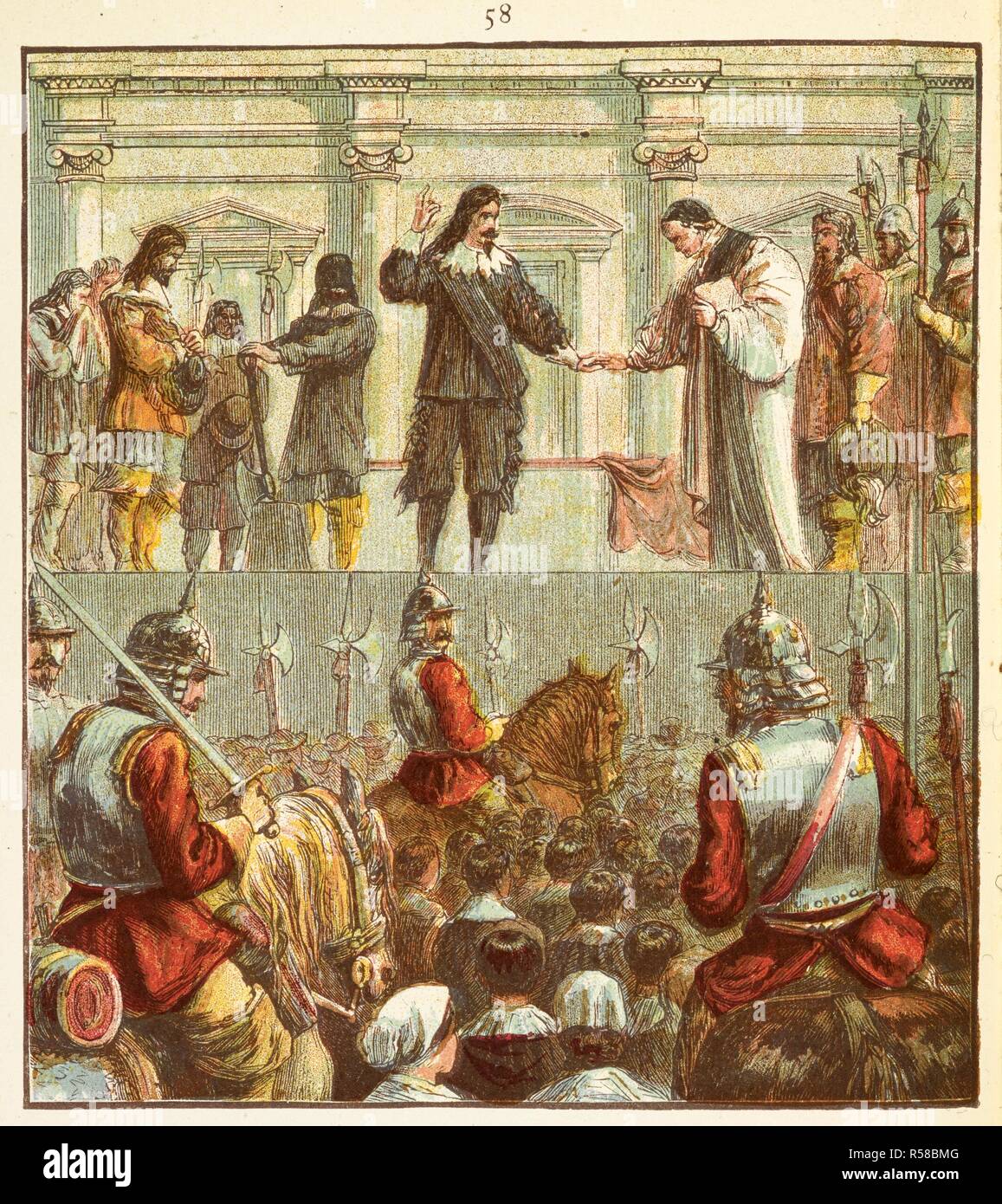 "L'esecuzione di Carlo I", il 30 gennaio 1649. Immagini della storia Inglese. Fin dai primi tempi il presente periodo. Con novanta tre immagini stampate a colori da Kronheim. Londra : George Routledge & Sons, [1868]. Fonte: 9505.ff.6 foto 58. Lingua: Inglese. Foto Stock