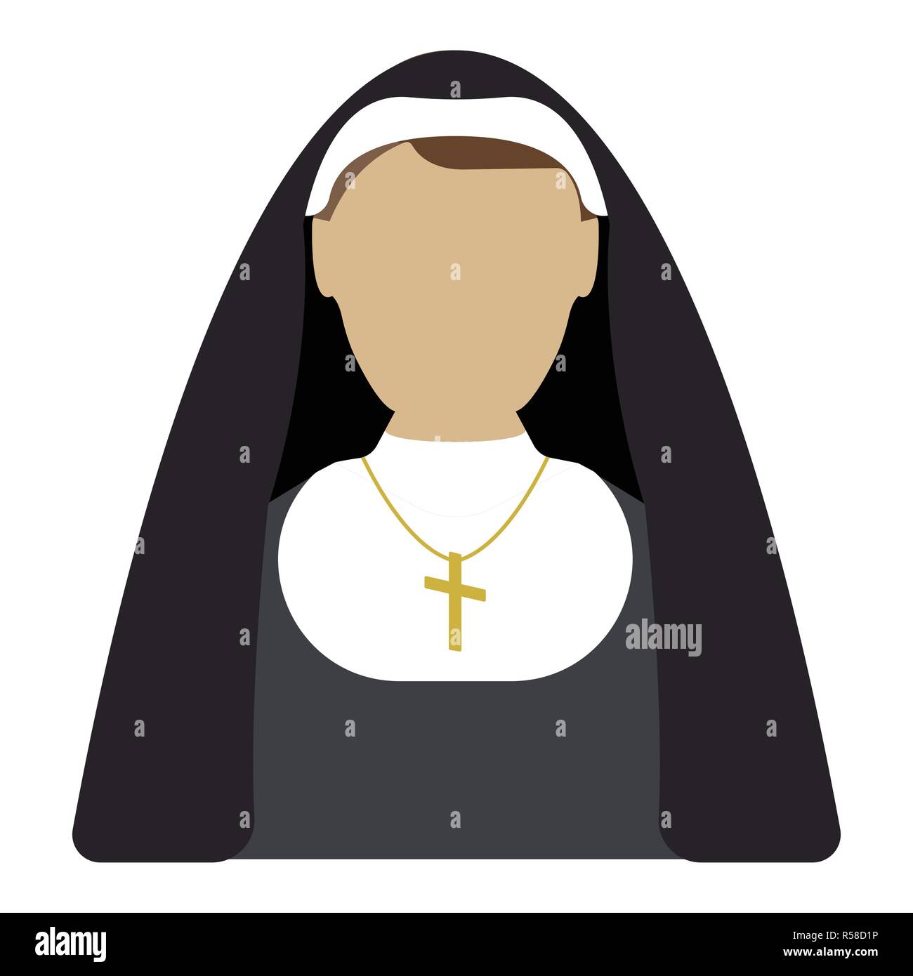 Nun cartoon icona. Isolato illustrazione vettoriale su sfondo bianco. Illustrazione Vettoriale