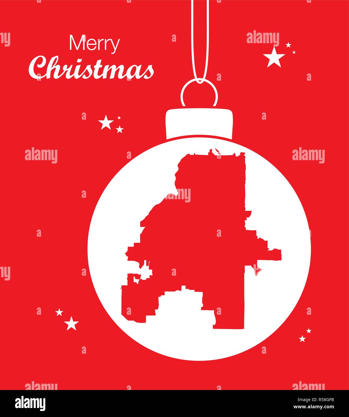 Buon Natale illustrazione con tema mappa di Atlanta in Georgia Illustrazione Vettoriale