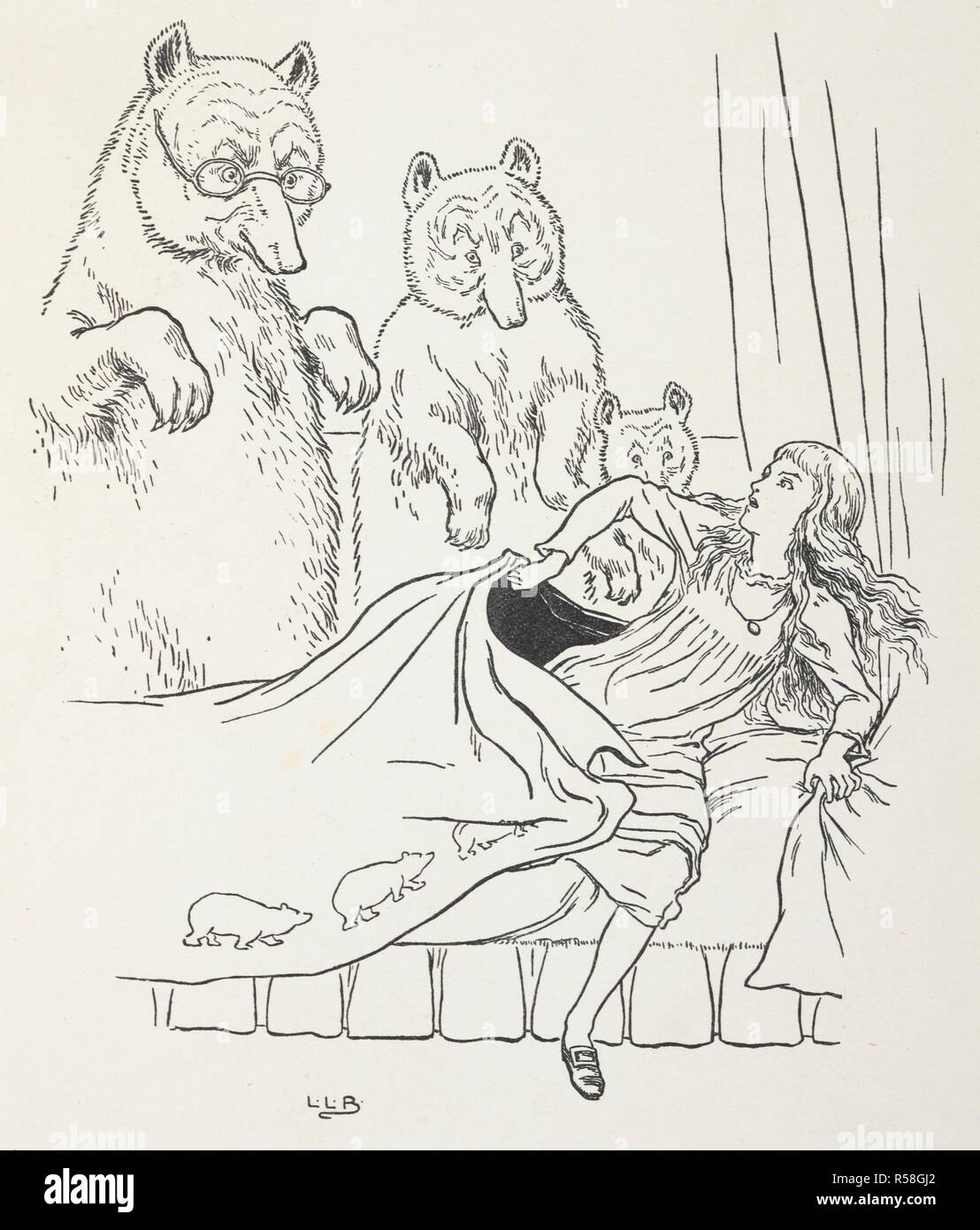 I tre orsi trovare la storia di Riccioli d oro nella baby orso bed e lei inizia a scappare. Il Golden Goose Libro essendo le storie del Golden Goose i tre orsi 3