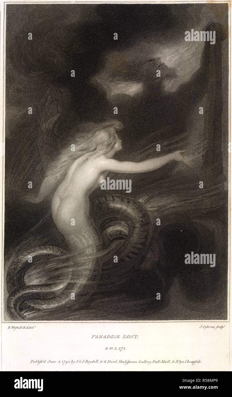Paradiso perduto. Le opere poetiche di John Milton. Con una vita di. J. E J. Boydell, E G. Nicol: Londra, 1794-97. Fonte: 76.i.10 volume 2 libro 10, opposta 103. Lingua: Inglese. Autore: MILTON, John. Westall, R. Simon, J. P. Foto Stock