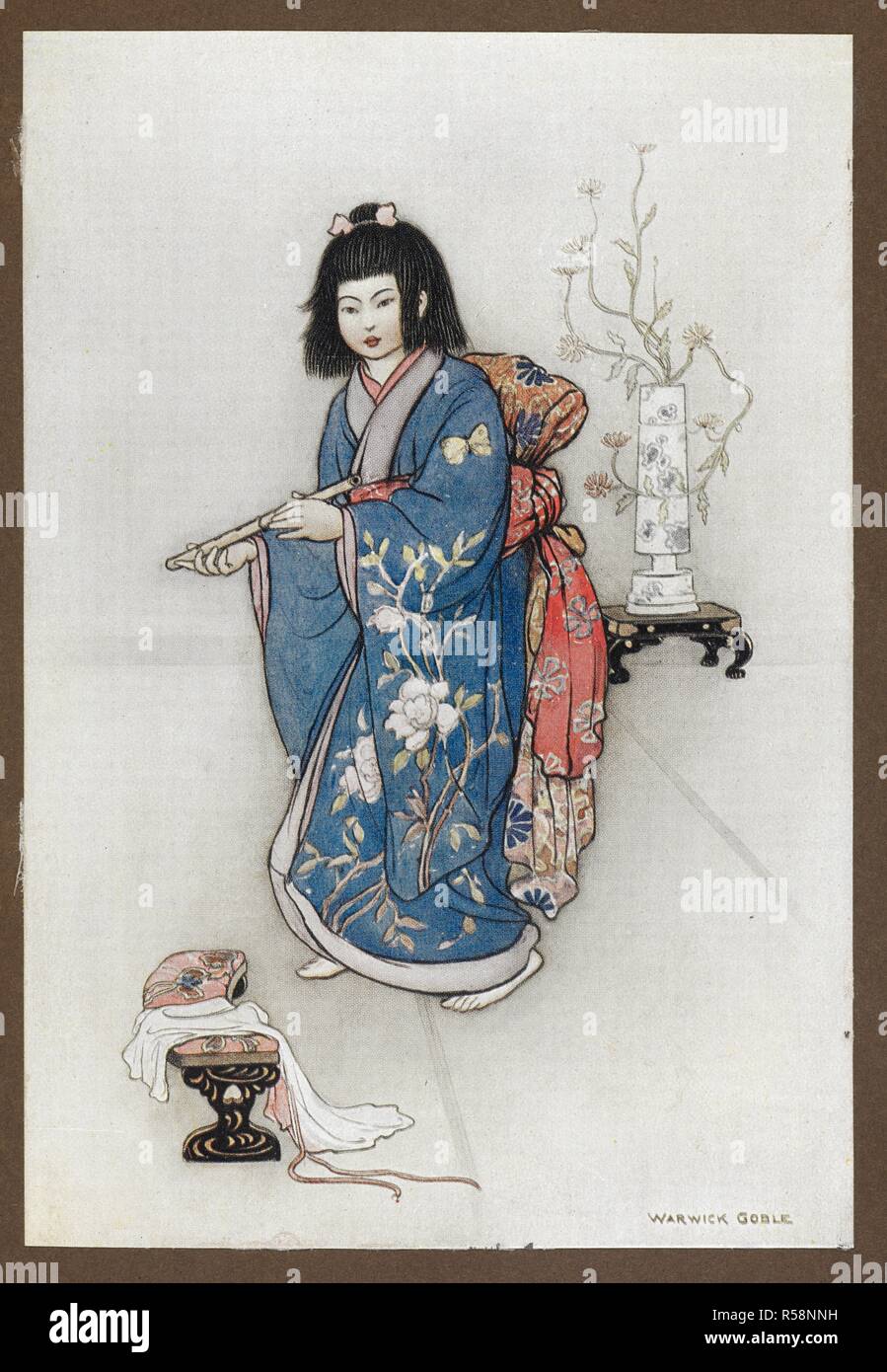 Il flauto. Green Willow e altri Japanese Fairy Tales ... Con quaranta illustrazioni a colori da Warwick Goble. (Edizione de luxe.). Londra : Macmillan & Co., 1910. Fonte: LR.26.d.7 rivolta pagina10. Autore: Goble, Warwick. James, Grazia. Foto Stock