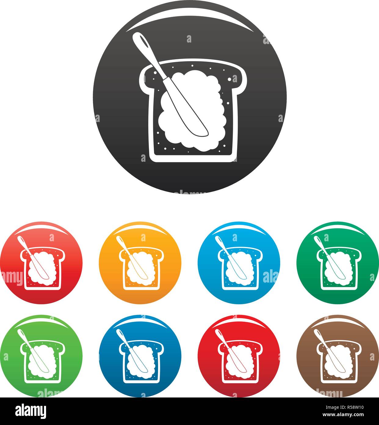 Burro sul pane set di icone 9 vettore di colore isolato su bianco per qualsiasi design Illustrazione Vettoriale