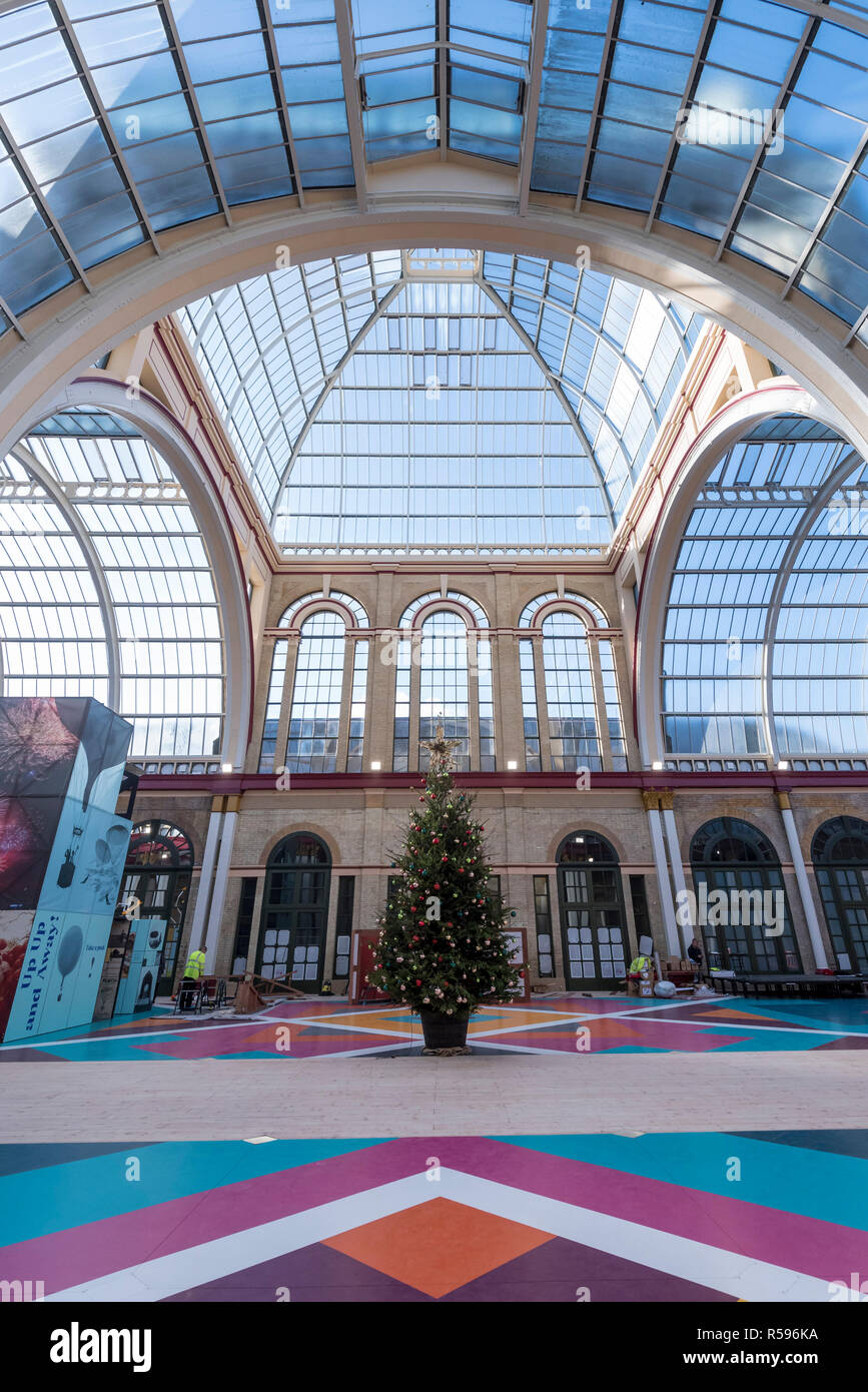 Londra, Regno Unito. Il 30 novembre 2018. Il conservatorio adiacente al teatro è in fase di ripristino. Alexandra Palace Theatre ri-apre al pubblico per la prima volta in 80 anni a seguito di una £27 milioni di restauro, sostenuto da parte del patrimonio del Fondo di lotteria e di Haringey consiglio. Aperto originariamente nel 1875, l'Alexandra Palace Theatre è stato dove gli spettatori sono stati intrattenuti da pantomima, opera, teatro, balletto e music hall. Il Victorian engineering marvel riapre a dicembre 2018 con un programma di prosa, musica, commedia e famiglia mostra. Credito: Stephen Chung / Alamy Live News Foto Stock