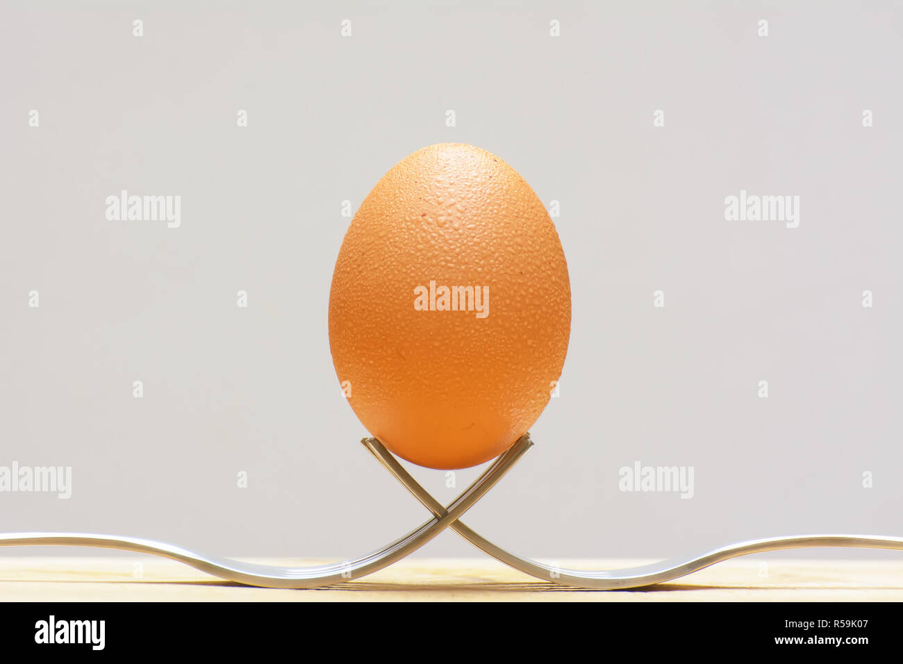 Uovo su una forcella Foto Stock