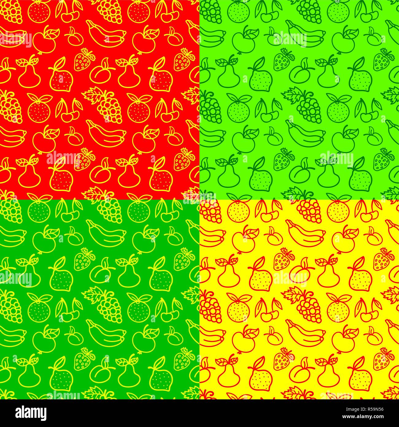 Illustrazione del disegno senza giunture di frutti e bacche in vari colori Illustrazione Vettoriale
