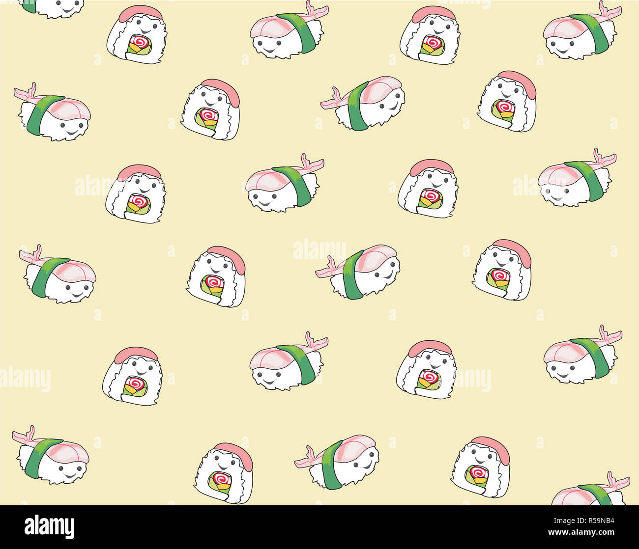 Il cibo giapponese,cartoon seamless sfondo pattern Foto Stock