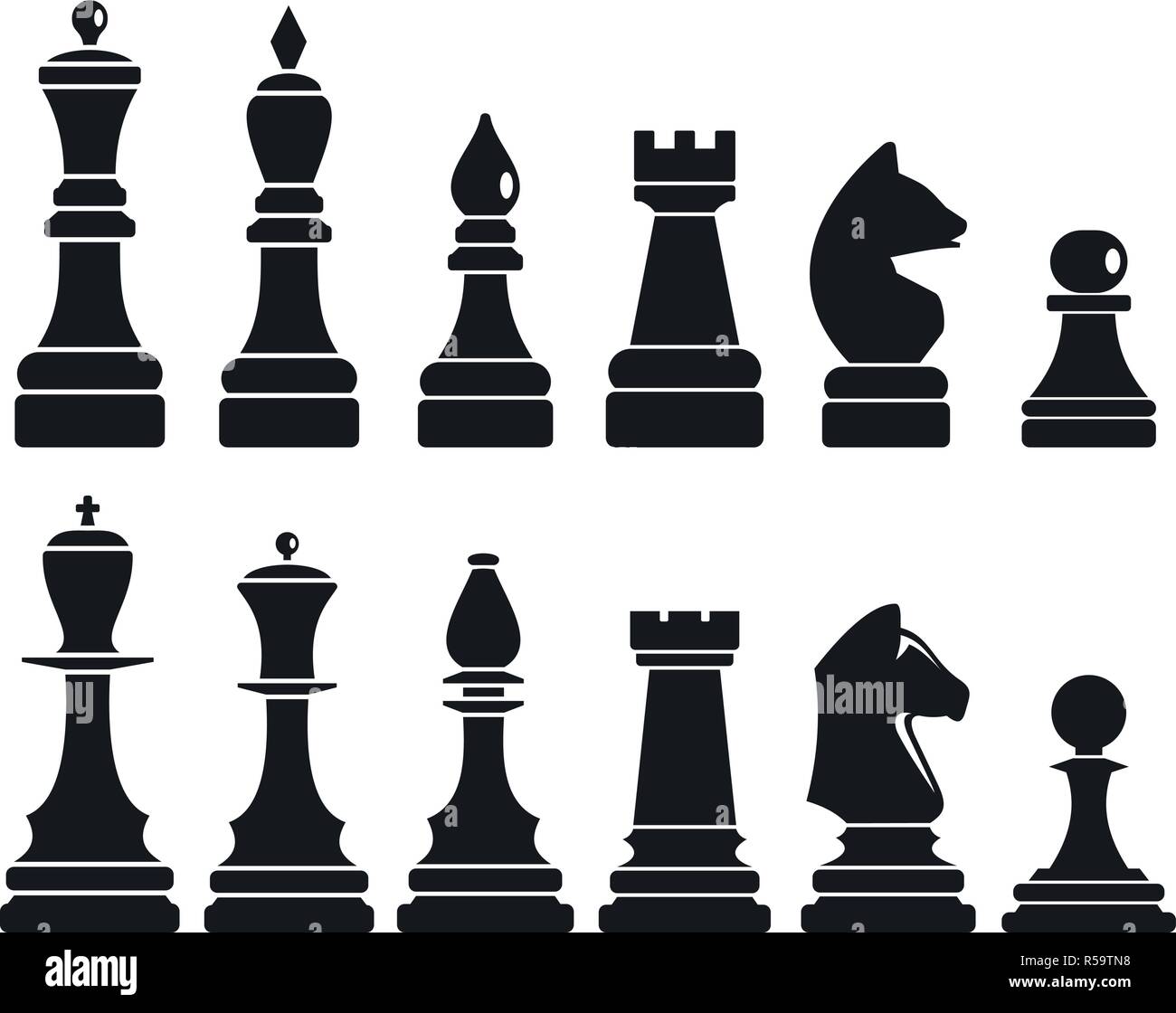Partita scacchi a personaggi viventi icon set. Semplice serie di gioco di  scacchi icone vettoriali per il web design su sfondo bianco Immagine e  Vettoriale - Alamy