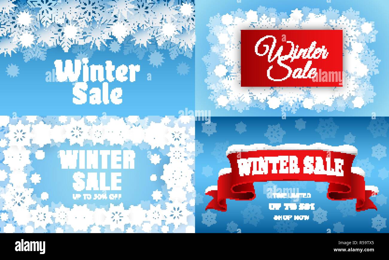 Inverno vendita banner set. Illustrazione realistica di inverno vendita vettore set di banner per il web design Illustrazione Vettoriale