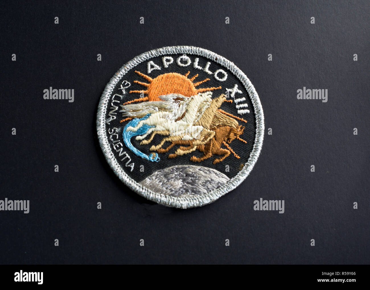 Missione patch dalla NASA Apollo 13 volo spaziale. Badge di missione per Apollo XIII volo spaziale. Foto Stock
