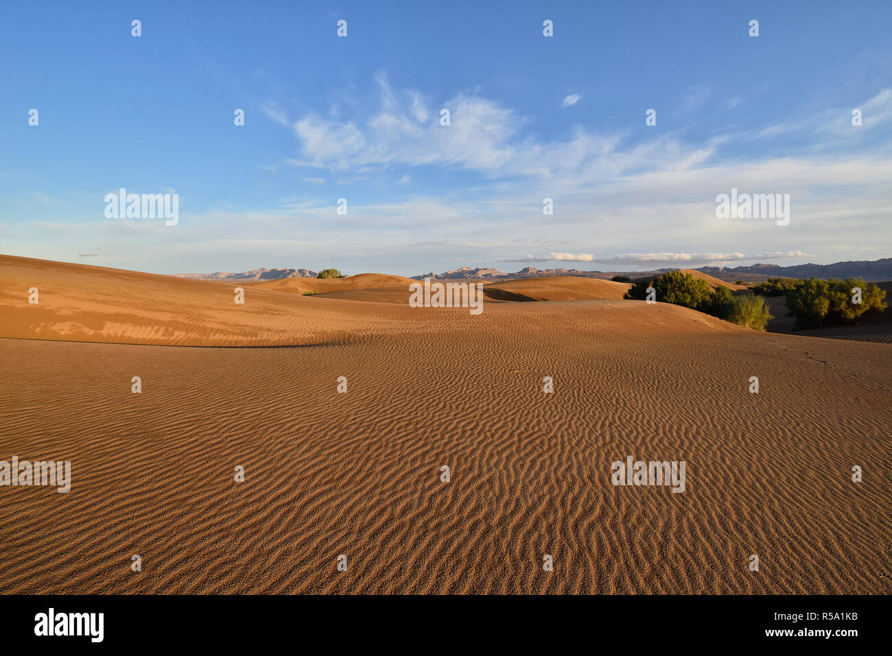 Dune di sabbia arancione dal Mesr oasi sull'Dasht-e Kavir deserto vicino alla città di Khur Foto Stock