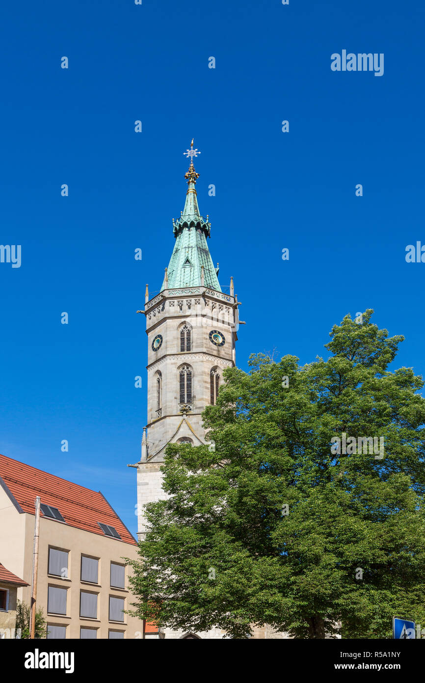 Il campanile della chiesa di st. amandus in Bad Urach Foto Stock