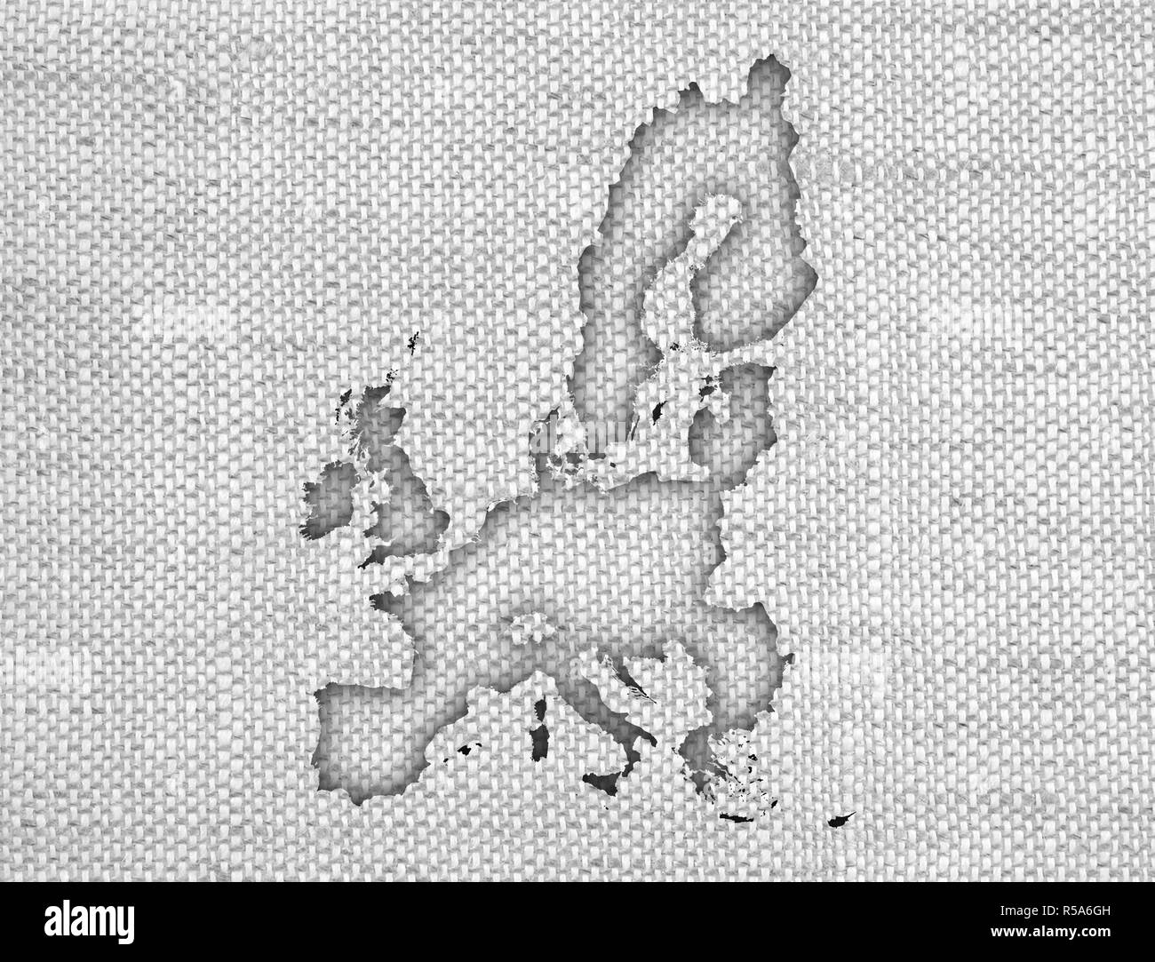 Mappa dell'UE sulle vecchie lenzuola Foto Stock