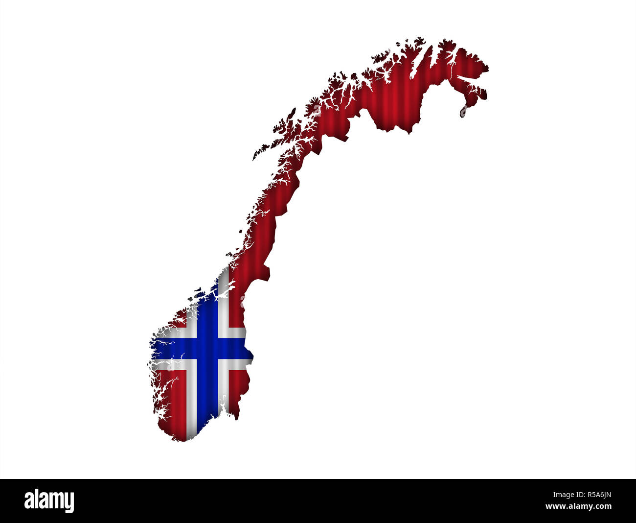 Mappa e bandiera della Norvegia su ferro corrugato Foto Stock