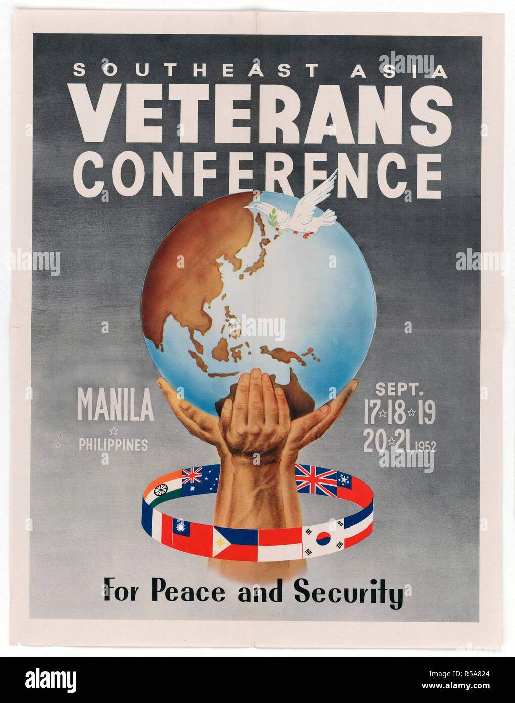 8/21/1952 - STATI UNITI Manifesti di propaganda negli anni cinquanta a Asia - L Asia del sud-est della Conferenza dei veterani nelle Filippine Foto Stock