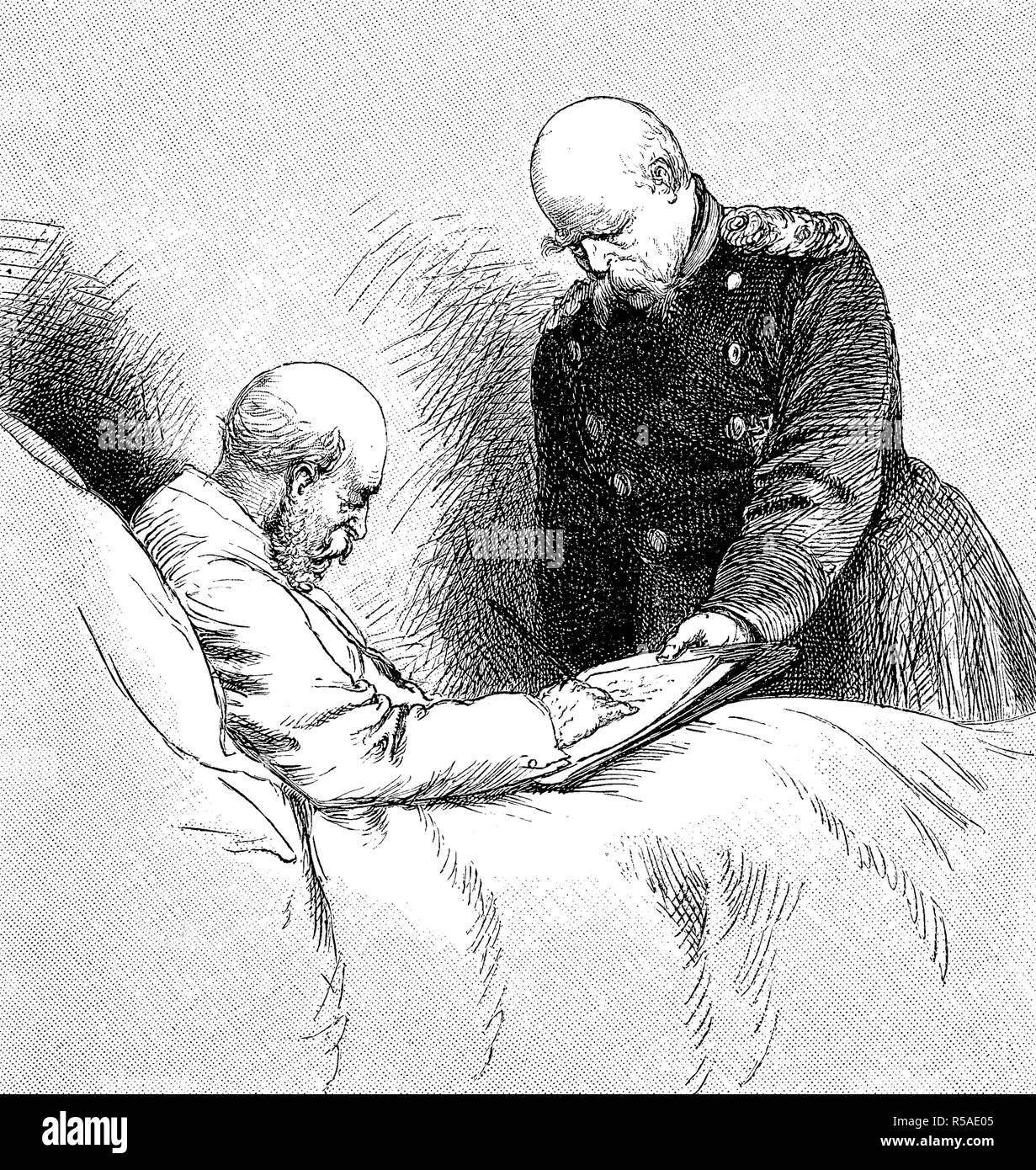 Wilhelm II o di Guglielmo II, Frederick William Victor Alberto di Prussia, la sua ultima firma nel letto di ospedale, riproduzione di un Foto Stock