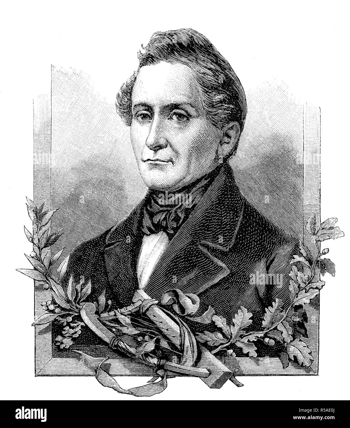 Joseph Freiherr von Eichendorff, 10 marzo 1788, 26 novembre 1857, fu un poeta prussiano, romanziere, drammaturgo e critico letterario Foto Stock