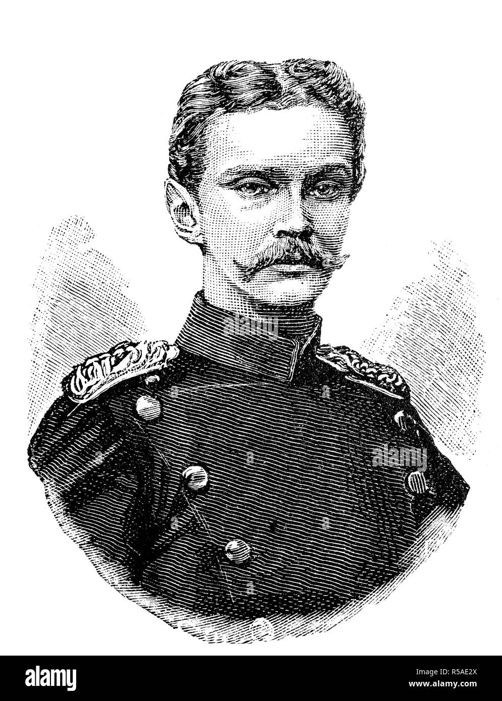 Bernhard III. Friedrich Wilhelm Albrecht Georg, duca di Sax-Meiningen, 1 aprile 1851, 16 gennaio 1928, xilografia, 1888, Germania Foto Stock