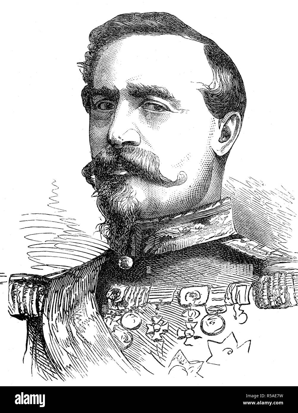 Charles Denis Sauter Bourbaki, 22 aprile 1816, 22 settembre 1897, il generale francese, xilografia, ritratto, Francia Foto Stock