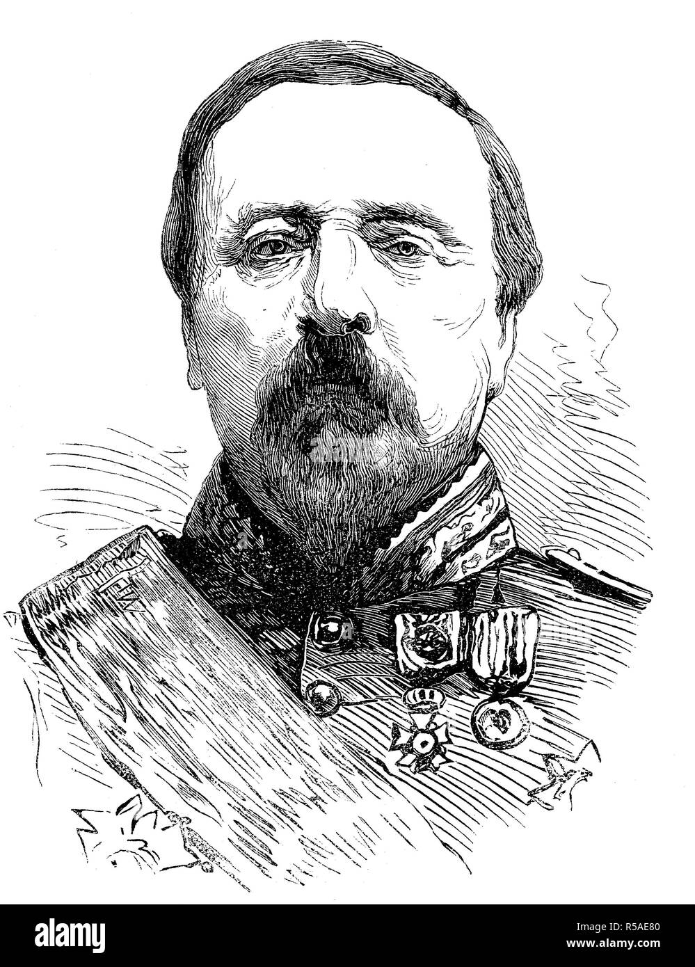 Paolo de Ladmirault, 17 febbraio 1808, Sillars, 1 febbraio 1898, il generale francese, xilografia, ritratto, Francia Foto Stock