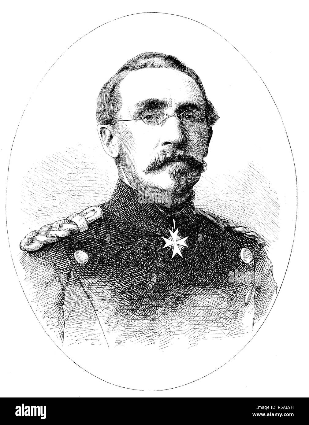 August Karl von Goeben, 10 dicembre 1816, 13 novembre 1880, un generale di fanteria, Comandante della VIII. Esercito, xilografia Foto Stock