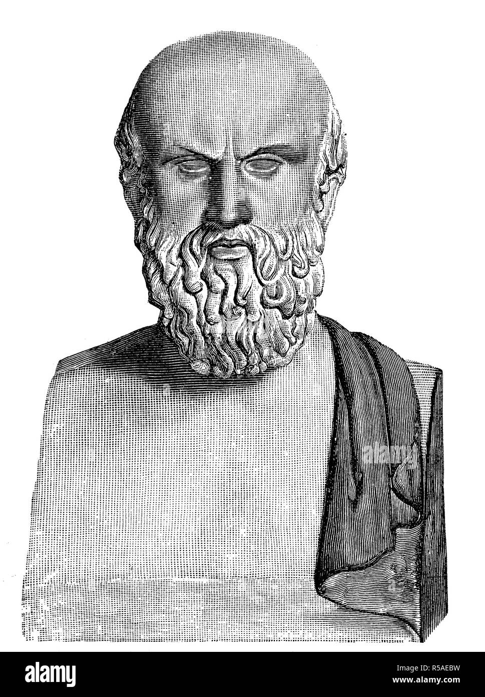 Busto di Eschilo, 525 BC, 456 BC, il poeta della tragedia greca, xilografia, Grecia Foto Stock