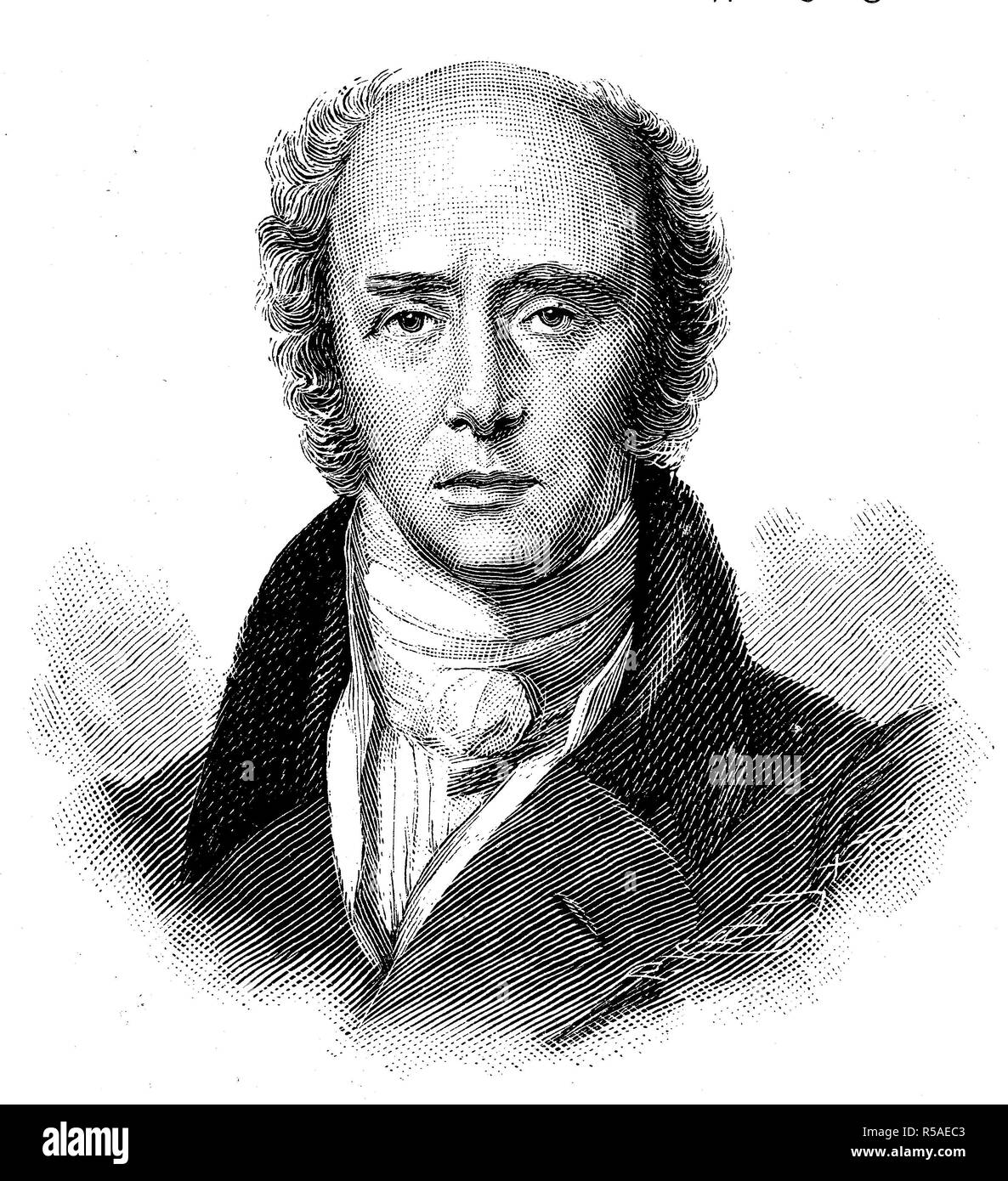 Ritratto di Charles Grey, 2nd Earl Grey KG, 13 marzo 1764, 17 luglio 1845, British nobleman e statista, xilografia, Inghilterra Foto Stock