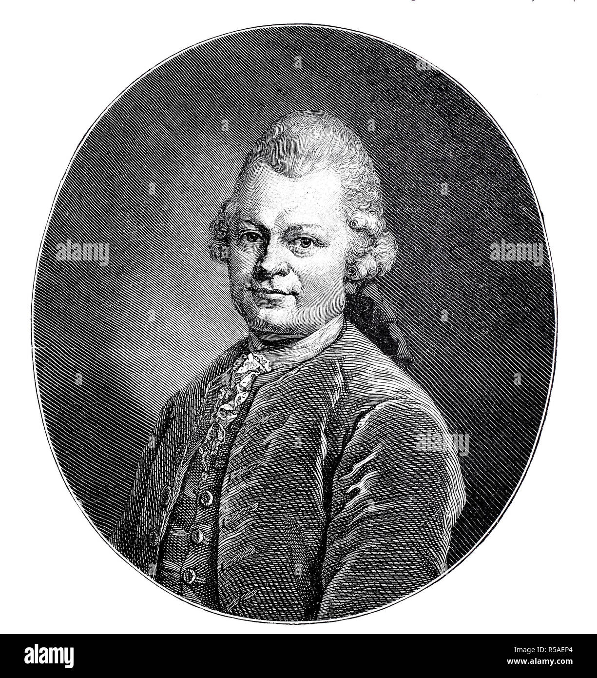 Gotthold Ephraim Lessing, 22 gennaio 1729, 15 febbraio 1781, scrittore, filosofo, drammaturgo, pubblicista e critico d'arte, xilografia Foto Stock