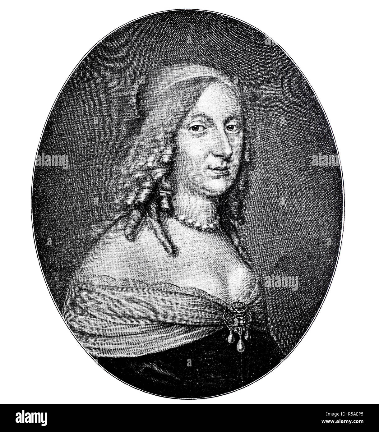 Christina, 18 Dicembre 1626 19 aprile 1689, aveva regnato come Regina di Svezia, xilografia, Svezia Foto Stock