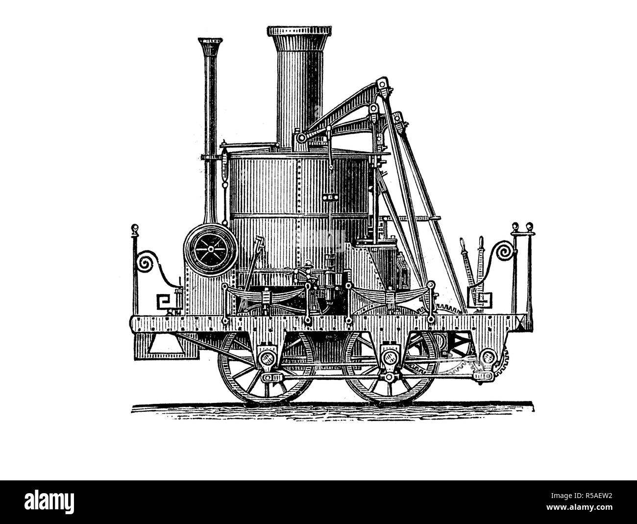 I locomotori da XIX secolo la Grashoppermachine Atlantic, 1832, xilografia, Inghilterra Foto Stock