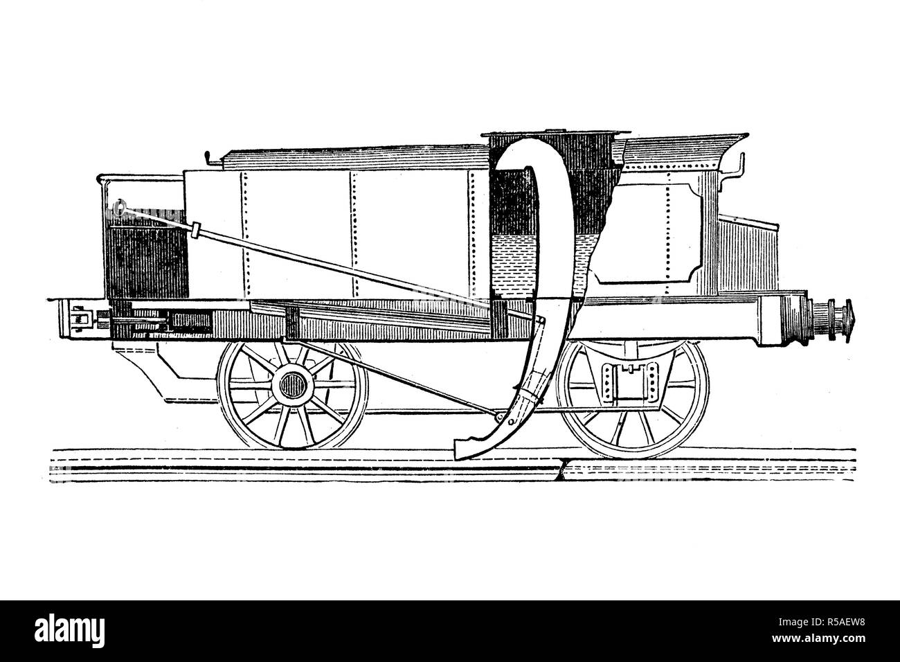 I locomotori del XIX secolo, un bando di gara per il motore Saxonia, xilografia, Germania Foto Stock