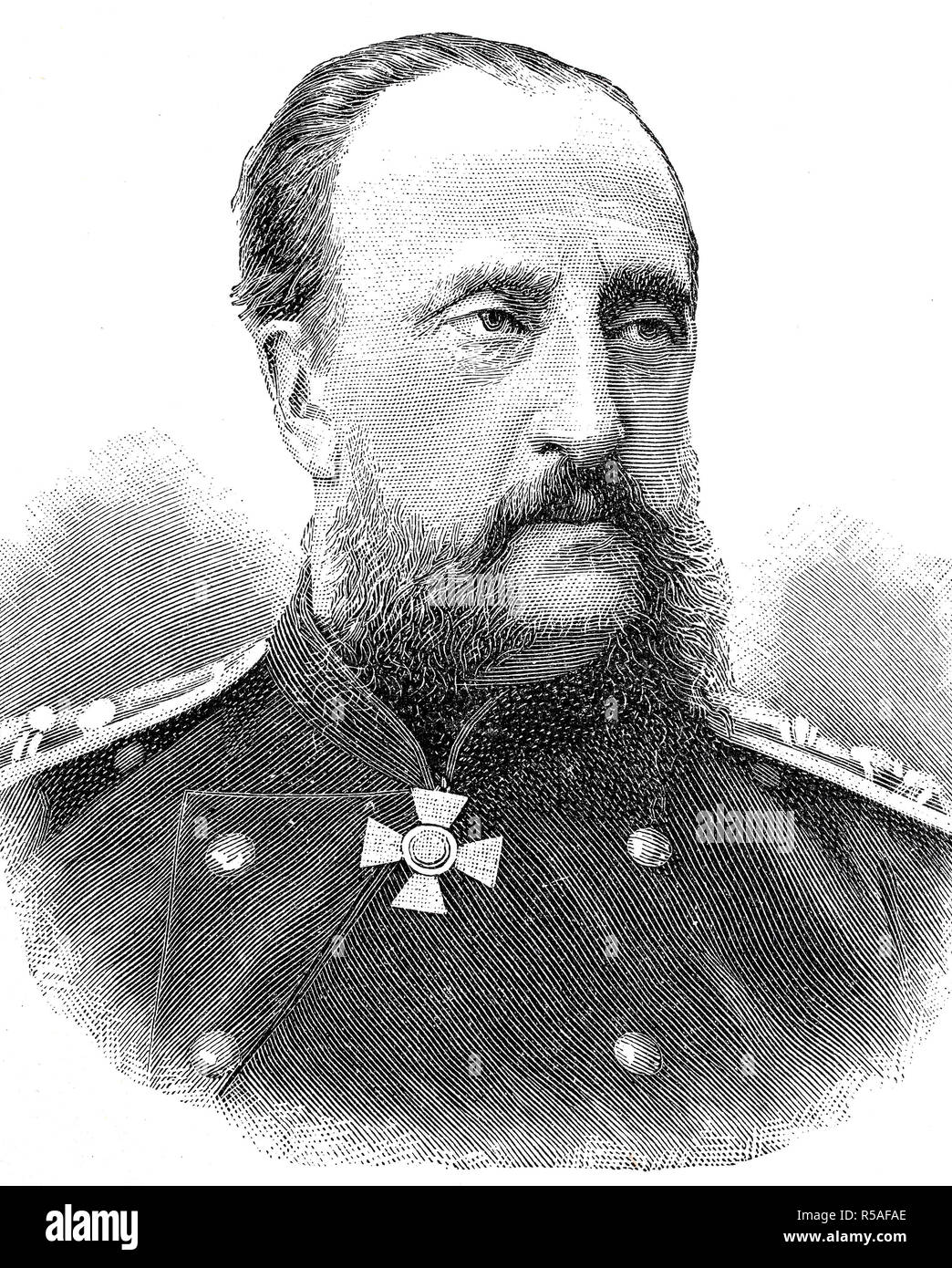 Il Granduca Nicholas Nikolaevich della Russia, 8 agosto 1831, 25 aprile 1891, xilografia, Russia Foto Stock