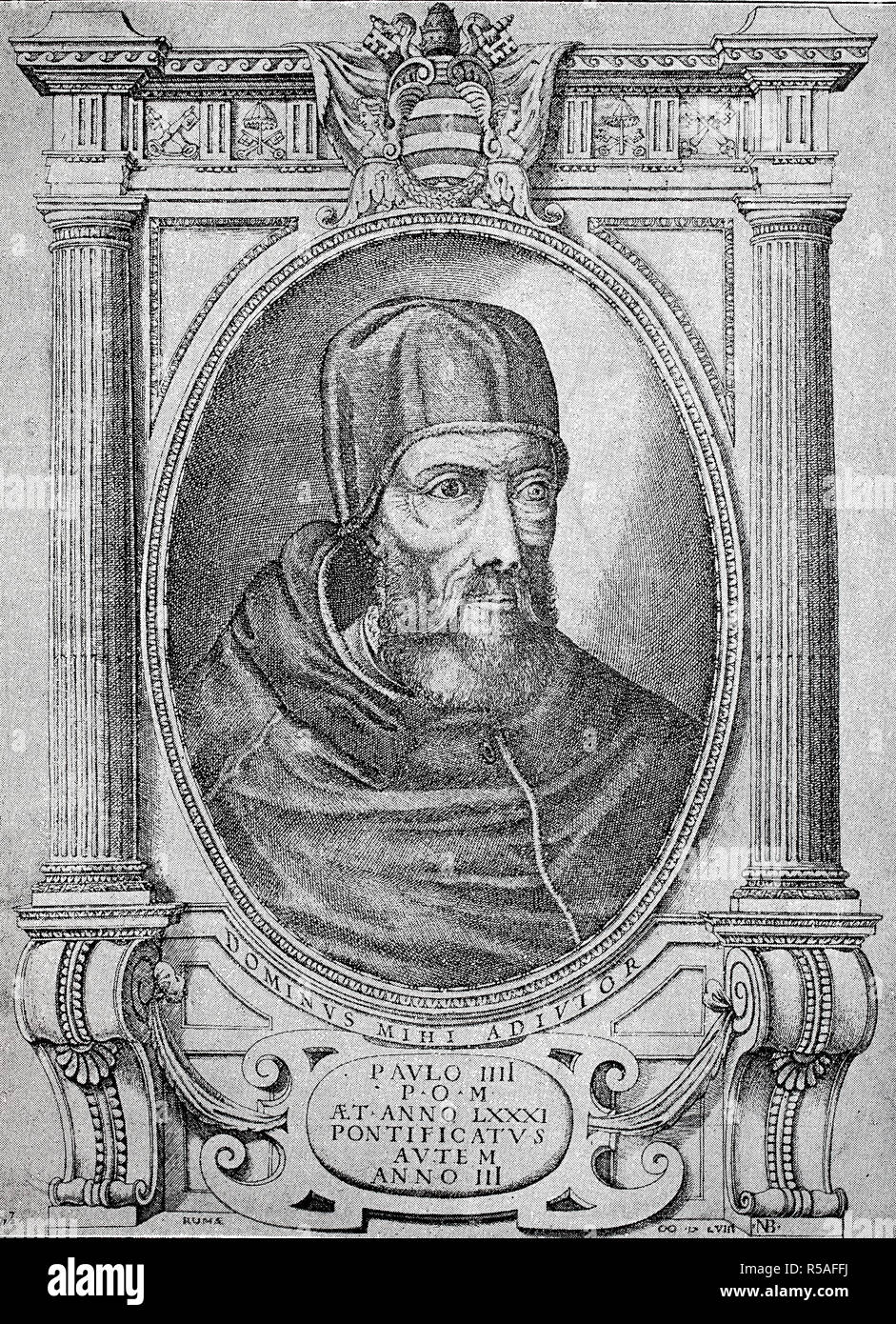 Paolo IV, vero nome Gian Pietro Carafa OTheat, 28 giugno 1476, 18 agosto 1559, Papa incisione su rame, Italia Foto Stock