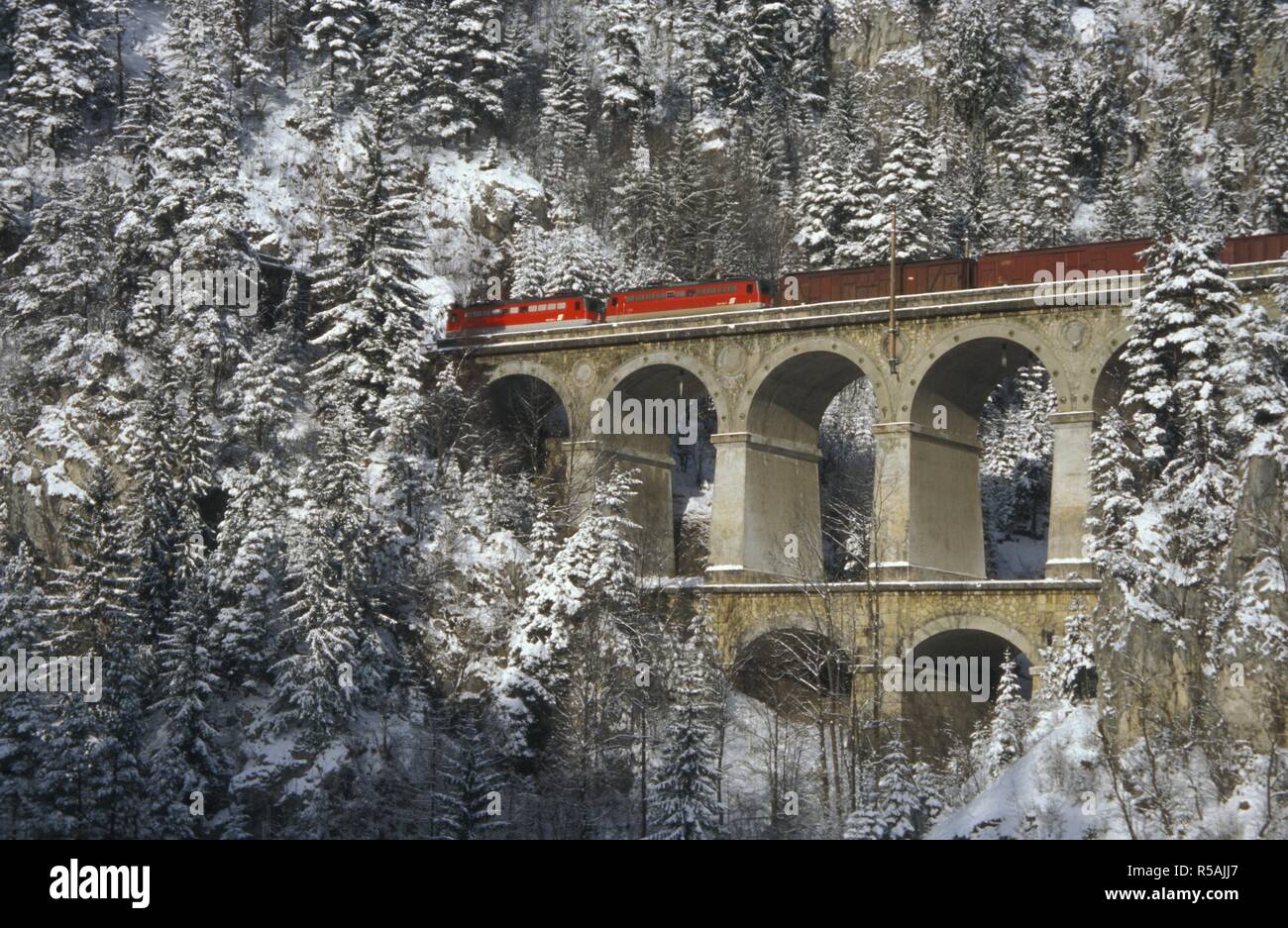 Viadukt der Semmeringbahn, Erbauer Karl Ritter von Ghega Foto Stock