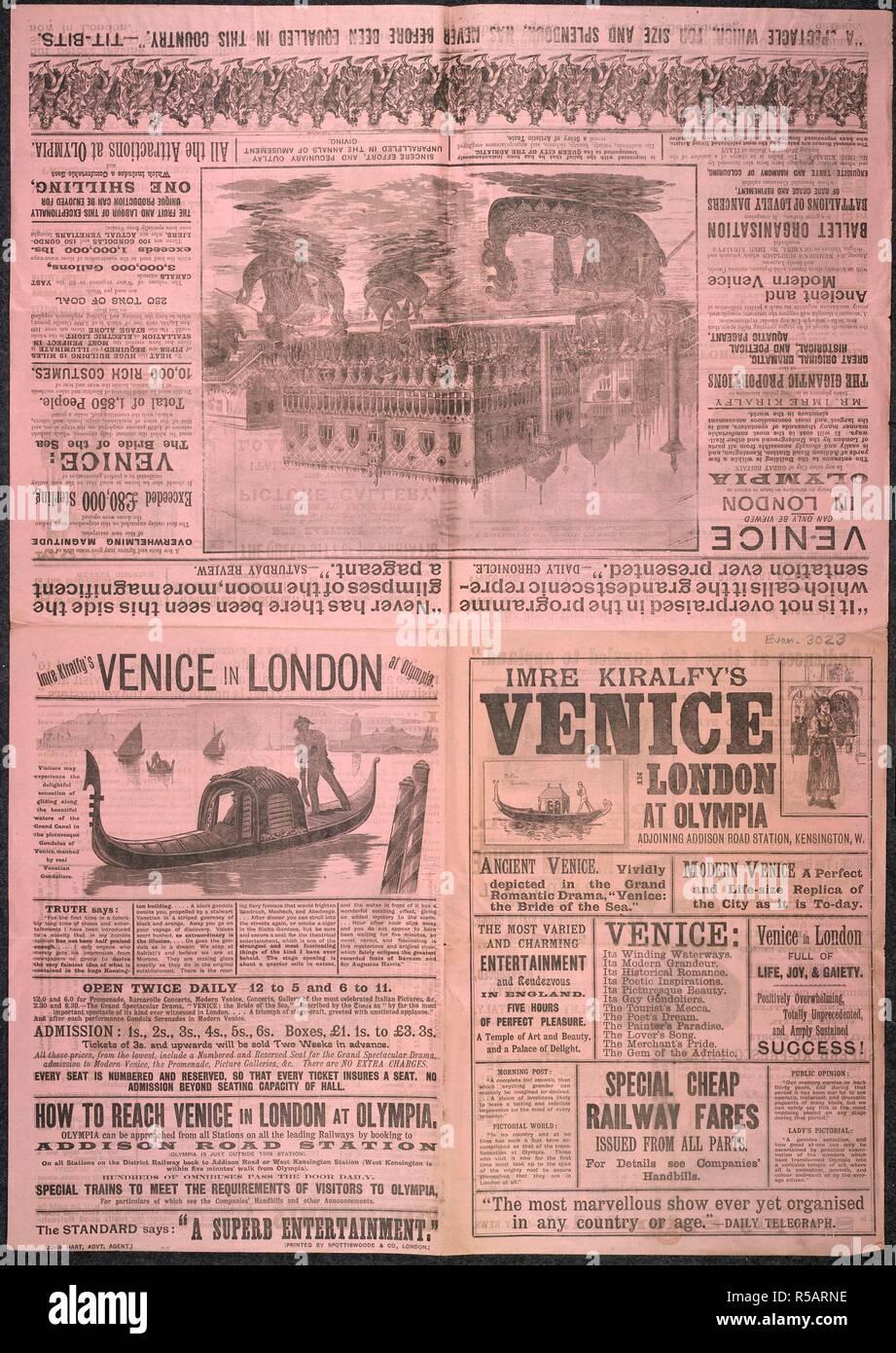 Venezia a Londra presso l'Olympia. Una collezione di opuscoli da locandine, e la miscella. [Londra], [1893]. Imre Kiralfy la Venezia a Londra presso l'Olympia. Annuncio. 40,5 cm. Immagine presa da una raccolta di opuscoli da locandine e stampati vari in materia di intrattenimento in stile vittoriano e la vita di tutti i giorni. Originariamente pubblicato/prodotto in [Londra], [1893] . Fonte: Evan.3023a, prima immagine. Lingua: Inglese. Foto Stock