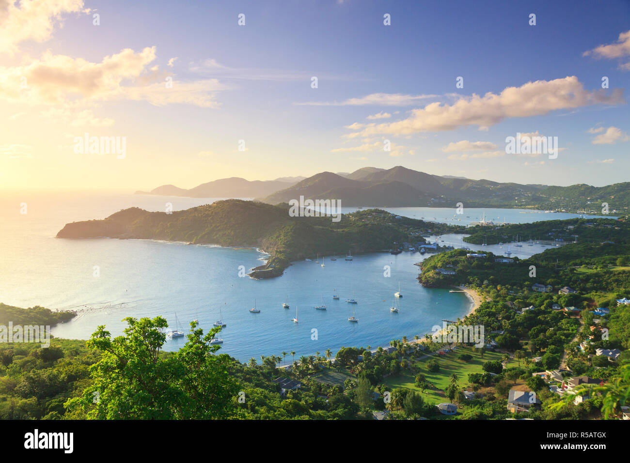 Caraibi Antigua e Barbuda, English Harbour da di Shirley Heights Foto Stock