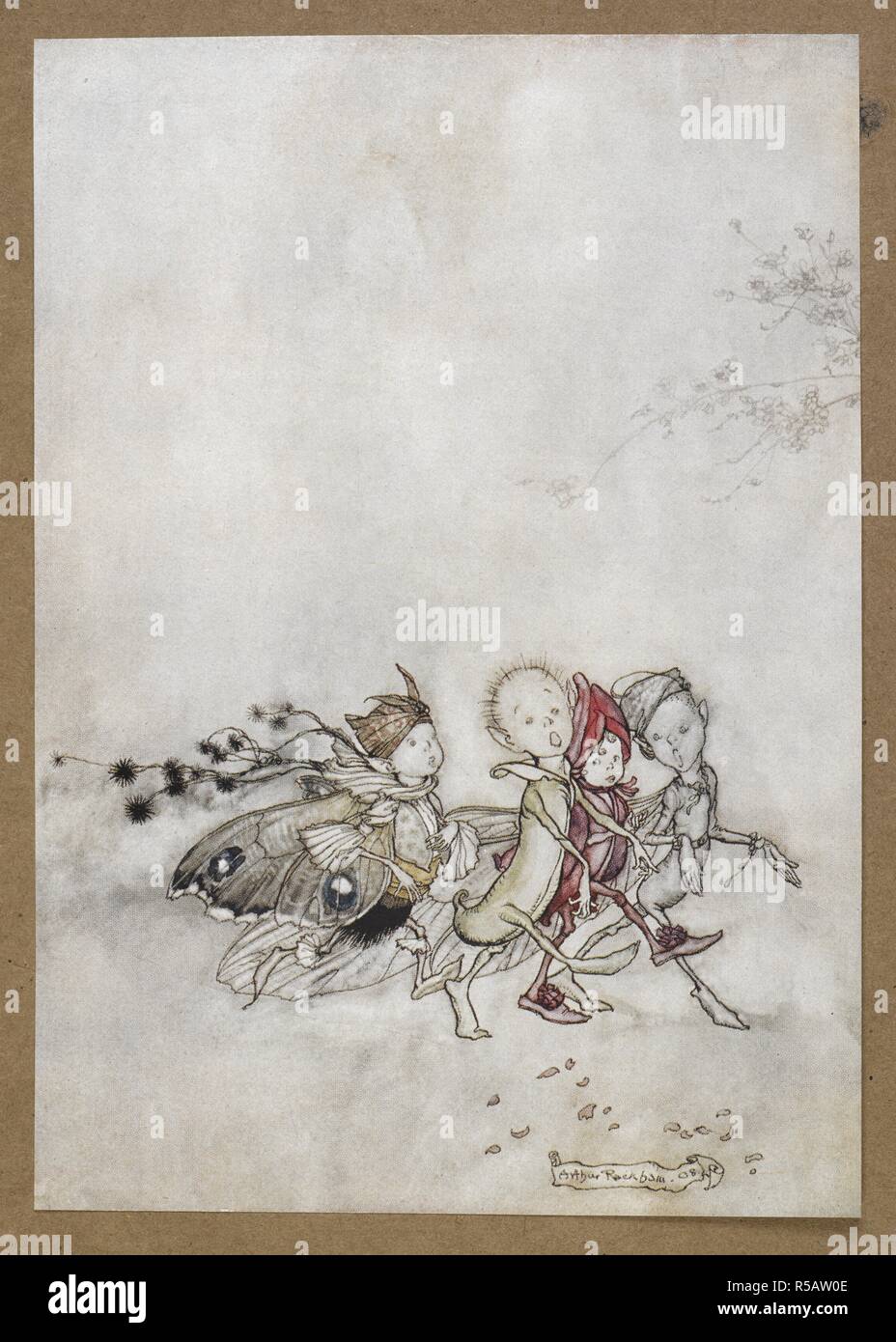 Immettere Peaceblossom, ragnatela, Tignola e Mustardseed." Una scena da "A Midsummer Night's Dream. . A Midsummer Night's Dream ... Con illustrazioni di Arthur Rackham. Londra : William Heinemann, 1908. Fonte: Cup.410.bb.55, rivolta a pagina 62. Foto Stock