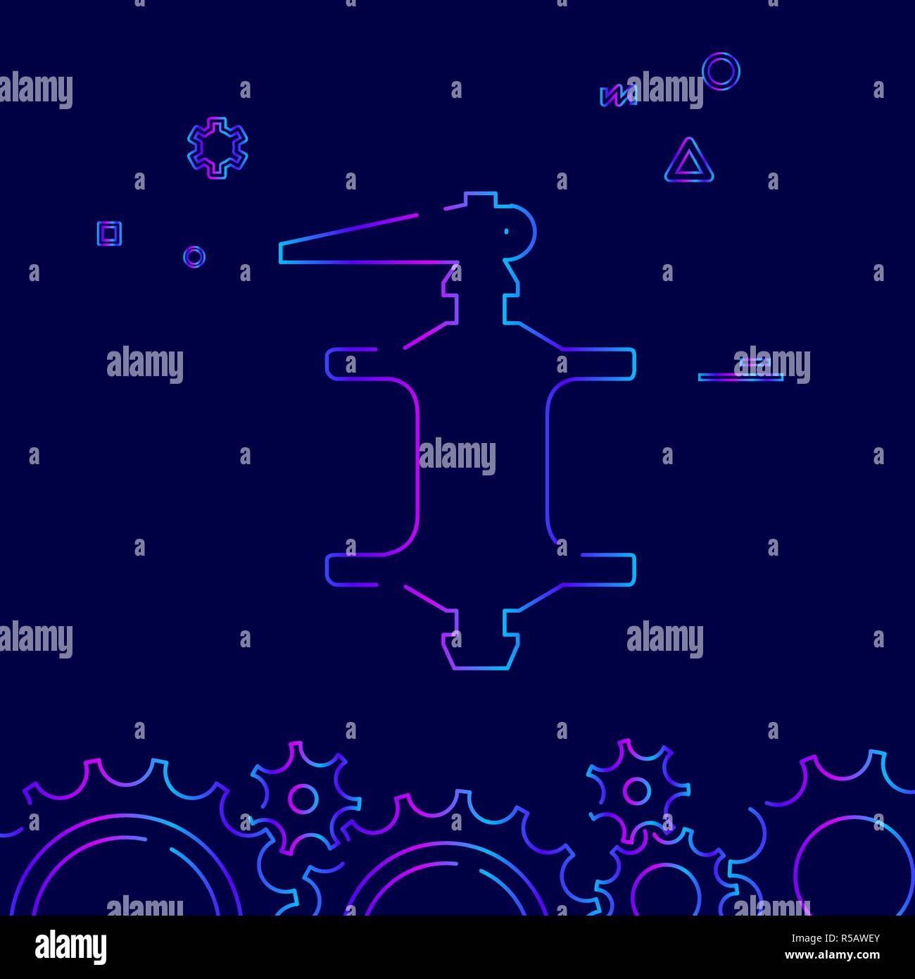 In bici o in bicicletta mozzo posteriore vettore Icona linea, simbolo pittogramma, segno su uno sfondo blu scuro. Correlati Bordo inferiore Illustrazione Vettoriale