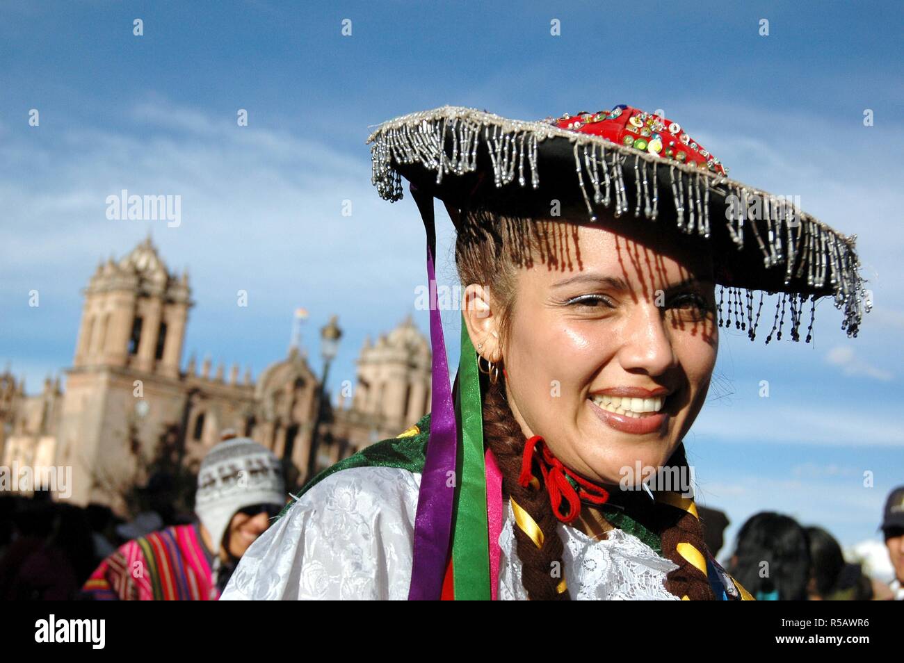 Inti Raymi il Festival del Sole è la più straordinaria celebrazione Inca, la cerimonia di premiazione si svolge ogni anno il 24 giugno a Cuzco presieduta dal mio Foto Stock