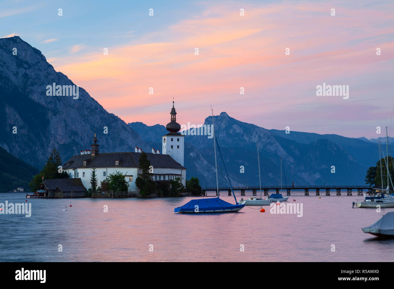 Schloss Ort sul Lago Traunsee, Gmunden, Salzkammergut, Austria superiore, Austria Foto Stock