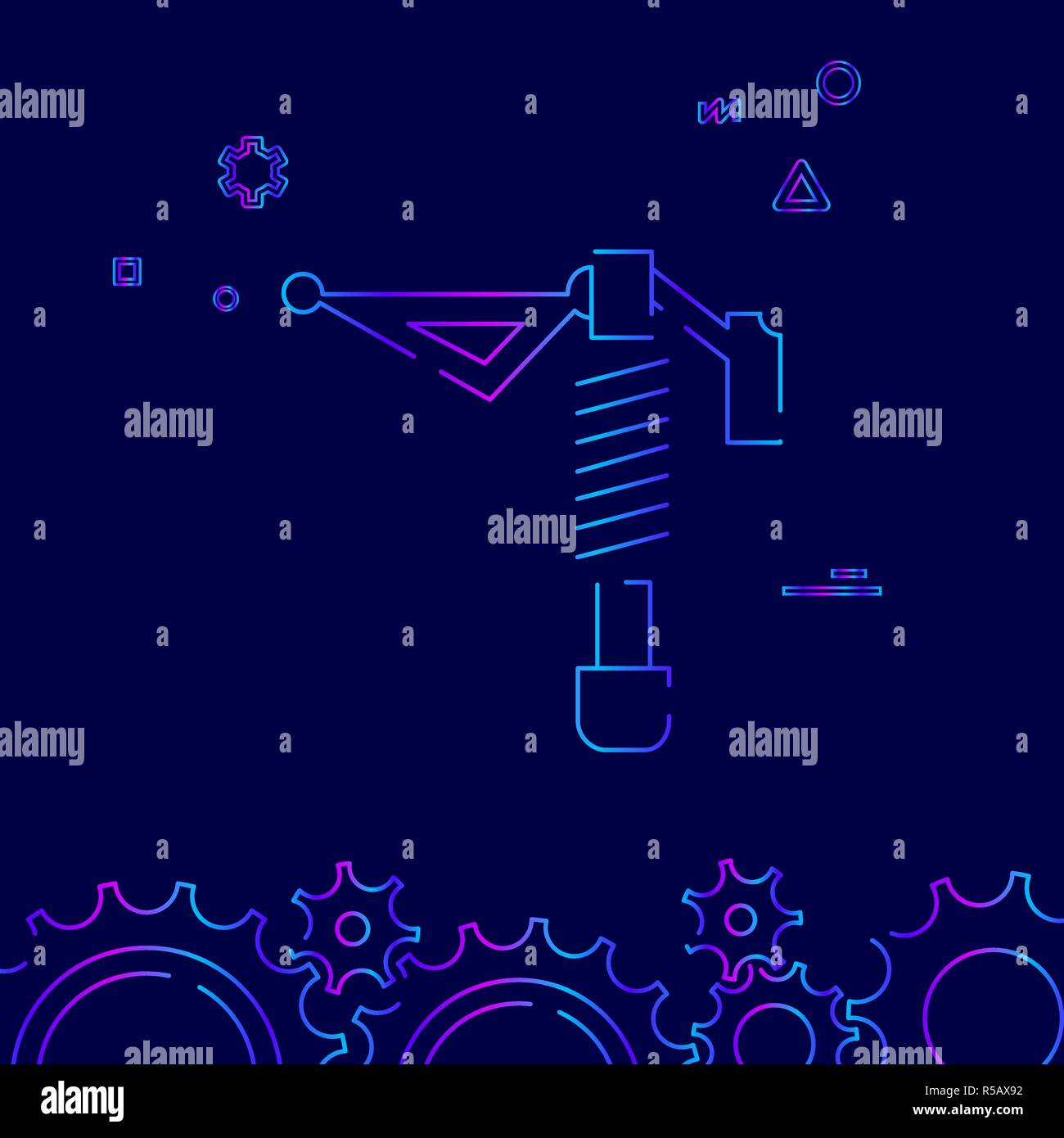 In bici o in bicicletta Ammortizzatore vettore Icona linea, simbolo pittogramma, segno su sfondo blu scuro. Correlati Bordo inferiore Illustrazione Vettoriale