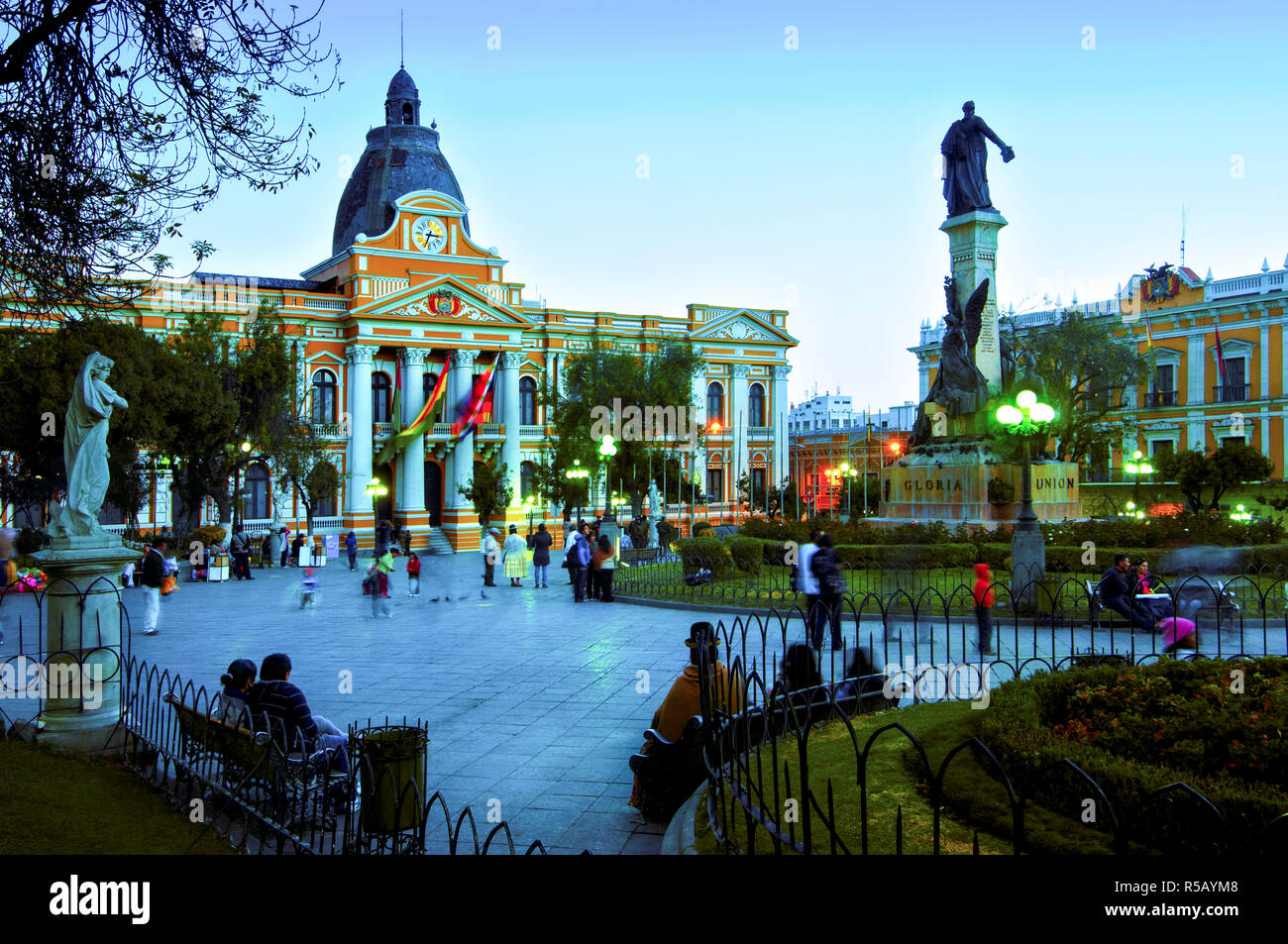 Plaza Pedro Murillo, Palacio Legislativo, Palazzo Legislativo, la Bolivia il Congresso, il centro storico, La Paz, Bolivia Foto Stock
