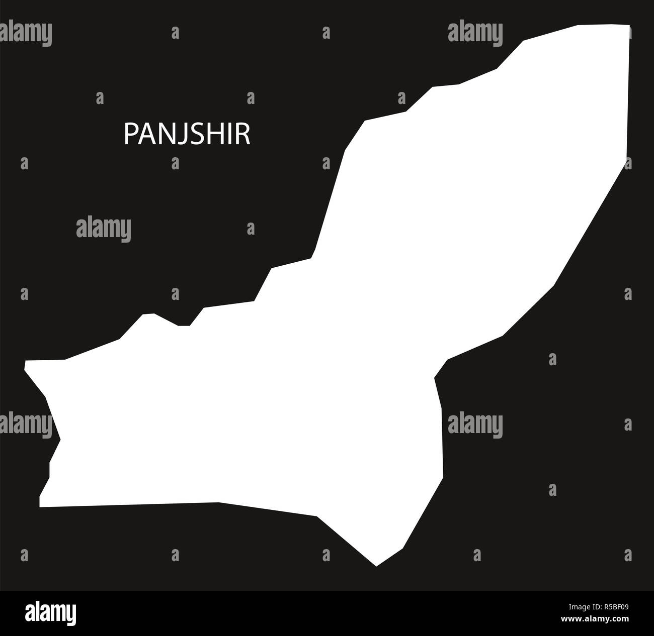 Panjshir Afghanistan mappa black invertito illustrazione silhouette Foto Stock