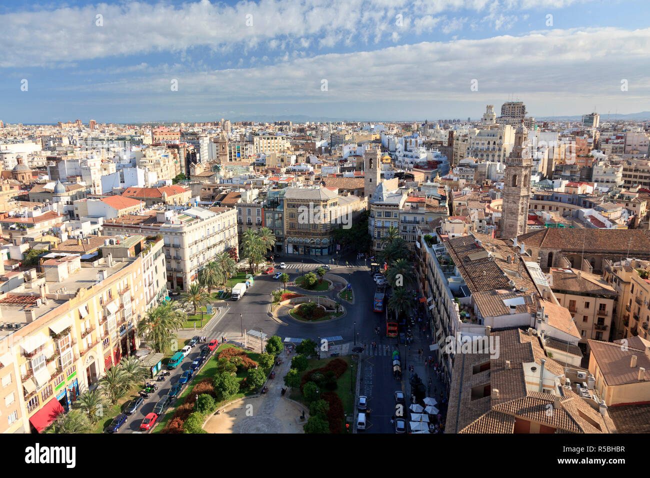 Spagna, Valencia, Old Town, Vista dal Miguelete Torre Campanaria Foto Stock