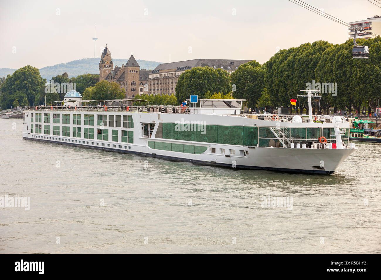 Koblenz, Germania. Turismo Crociera sul Fiume in Barca. Foto Stock