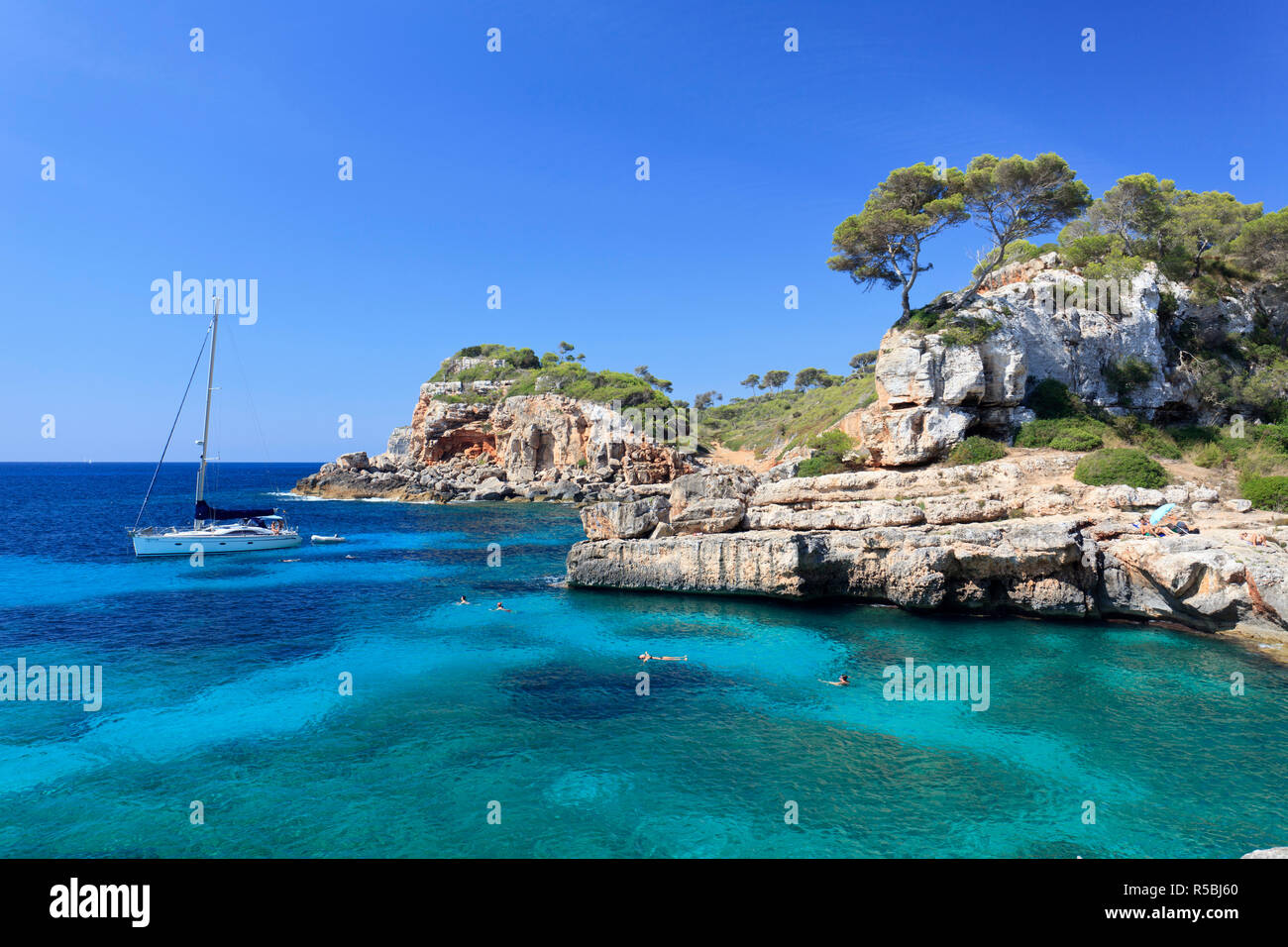 Isole Baleari Spagna Maiorca Cala S'Almonia Beach Foto Stock