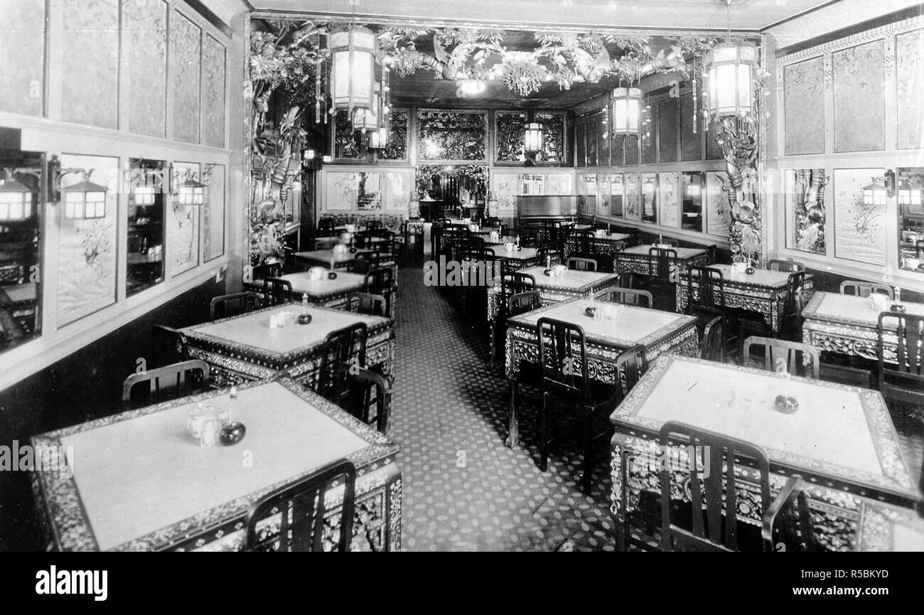 Vista interna di Yuen Faung bassa ristorante ca. 1915 - Canadese Ristorante Cinese Credito: UBC Library Foto Stock