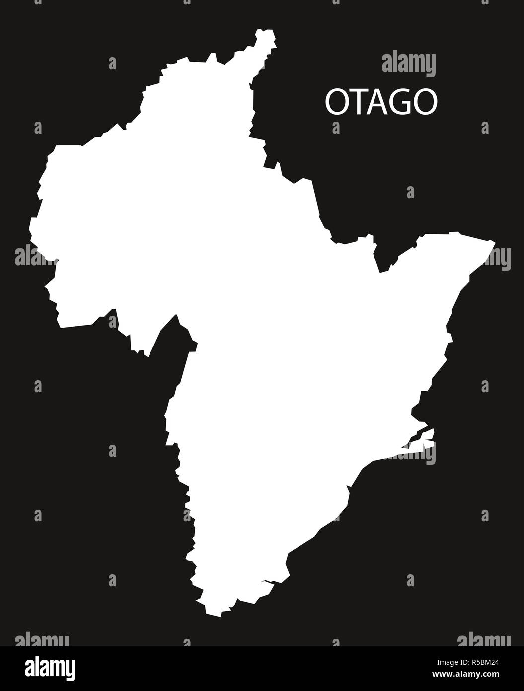Otago Nuova Zelanda mappa black invertito illustrazione silhouette Foto Stock